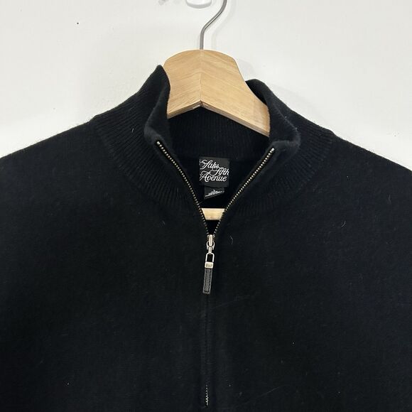 Saks Fifth Avenue Men's Cashmere Quarter-Zip Sweater in Black Size L, Luxury - Picture 1 of 5